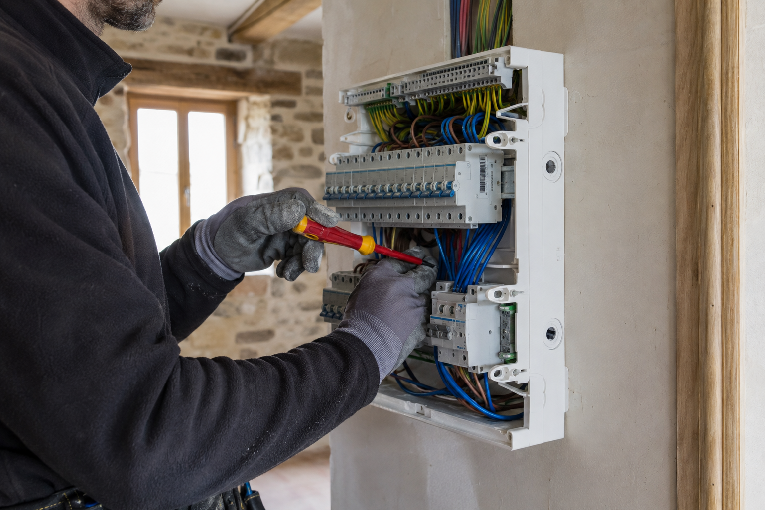 French electrical board installation