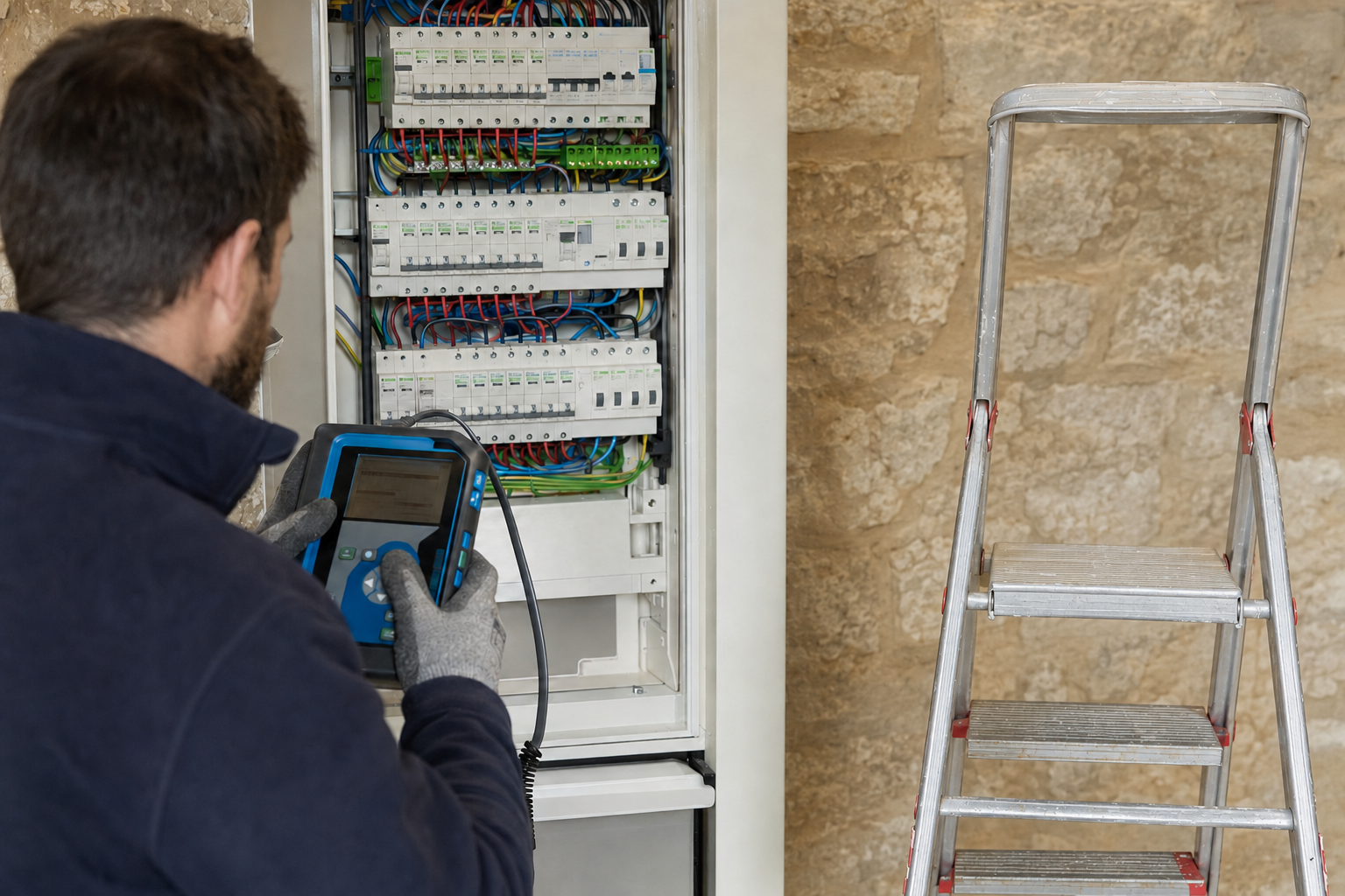Electrical testing on a French distribution board